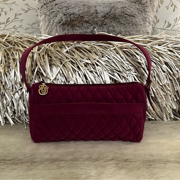 Vera Bradley Handbags - VERA BRADLEY Microfiber Hawthorn Rose Pink Small Shoulder Bag Quilted Baguette